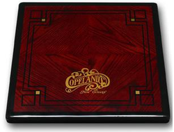 Digitally Printed Customers Logo / Design on Diamond Box Stained Oak Veneer with Black Painted Wood Edge