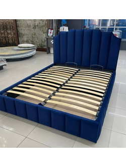 СТИЛЬНАЯ ОДНОСПАЛЬНАЯ, ДВУСПАЛЬНАЯ КРОВАТЬ СОРРЕНТО, ФАНЕРНАЯ В ТКАНИ, НА НОЖКАХ, С ПОДЪЕМНЫМ МЕХАНИЗМОМ И БЕЛЬЕВЫМ ЯЩИКОМ