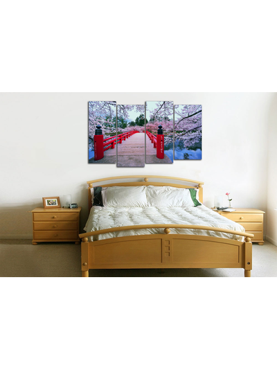 Модульная картина "Цветущий мостик. Сакура"