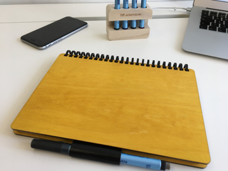 Многоразовый ежедневник-конструктор, формат А5 (148 х 210 mm), обложка из дерева, цвет лимонный жёлтый