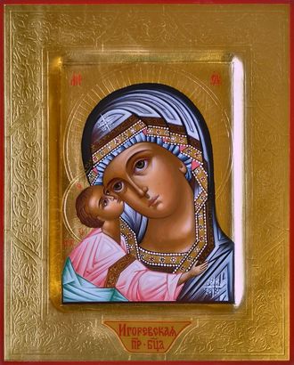 Игоревская Богородица. Рукописная икона. 13х16см.