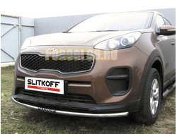 Защита переднего бампера d42 с надписью Slitkof для Kia Sportage 2016-2018