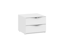Спальня ГЛОСС - Тумба прикроватная с 2 ящиками Белый глянец/Стекло