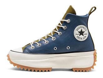 Converse Run Star Hike Hi Navy Dark Moss кожаные синие