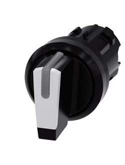 3SU1002-2BL60-0AA0 АКТУАТОР ПОВОРОТНОГО ПЕРЕКЛЮЧАТЕЛЯ С ВОЗМОЖНОСТЬЮ ПОДСВЕТКИ, 22MM, КРУГЛ., ПЛАСТИК, КОРОТКАЯ ЧЁРНАЯ РУКОЯТКА С БЕЛОЙ ВСТАВКОЙ, 3 КОММУТАЦИОННЫХ ПОЛОЖЕНИЯ: I-O-II, С ФИКСАЦИЕЙ, УГОЛ ПОВОРОТА РУКОЯТКИ 2X45 ГРАД.: 10:30Ч./12Ч./13:30Ч.