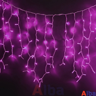 Бахрома 3*0.5 м РОЗОВЫЙ, мерцание IP 65