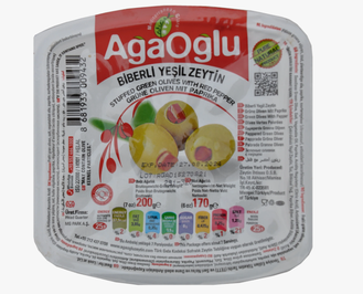 ОЛИВКИ ФАРШИРОВАННЫЕ СО СЛАДКИМ ПЕРЦЕМ, AGAOGLU, 170 ГР