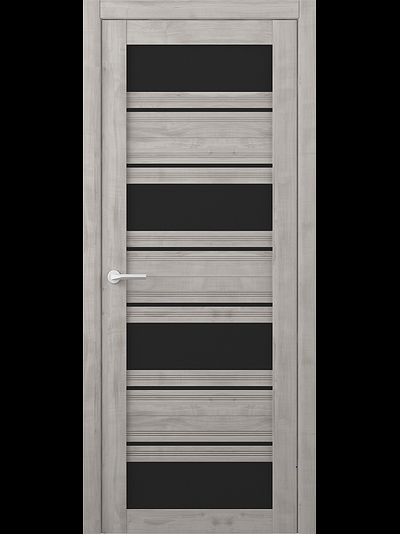 Межкомнатная дверь Монтана графит софт с черными стеклами