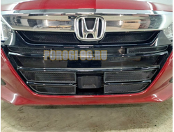 Защита радиатора Honda Accord X 2019- black верх (4 части)