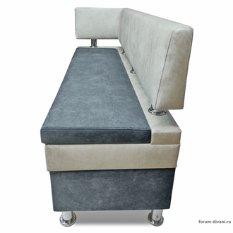 Кухонный ДИВАН "ФОРУМ-4" с боковой спинкой, Серый/Слоновая кость Левый