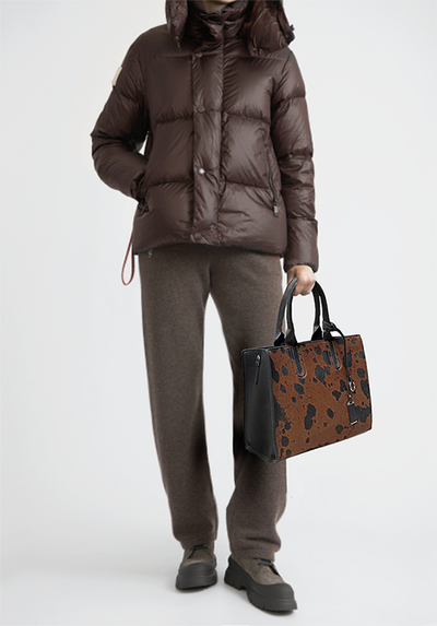 (АРТИКУЛ: 9727) СУМКА ЖЕНСКАЯ СРЕДНЕГО РАЗМЕРА, НАТУРАЛЬНАЯ КОЖА, КОМБИНИРОВАННАЯ, ЧЕРНАЯ/ КОРИЧНЕВЫЙ МЕХ, С ПЛЕЧЕВЫМ РЕМНЕМ