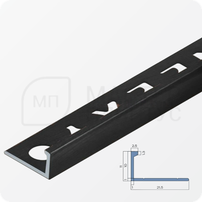 Профиль L-образный алюминиевый 10 мм. NEEXY PV02-19 BBL Черный блестящий 2.7 м.