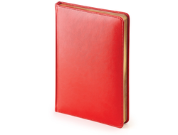 Ежедневник красный, недатированный, формат А5, золотистый обрез, цена с гравировкой!