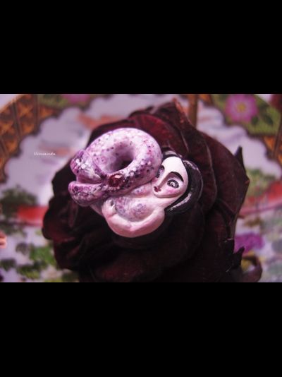 Брошь в технике скульптурной миниатюры &quot;Русалочка - Морская Роза&quot; с натуральным рубином