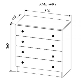 МОДУЛЬНАЯ «РАДУГА» комод КМД 800.1