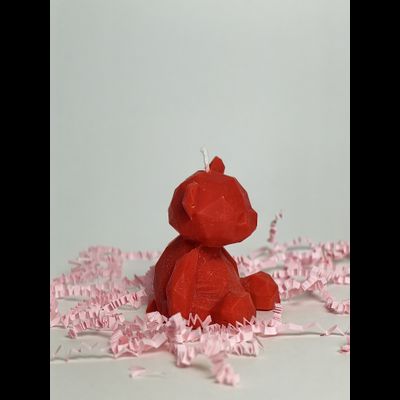 Свеча "Мишка геометрия" Алый