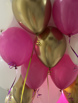 Шары белые, ярко-розовый, золото 15 штук под потолок