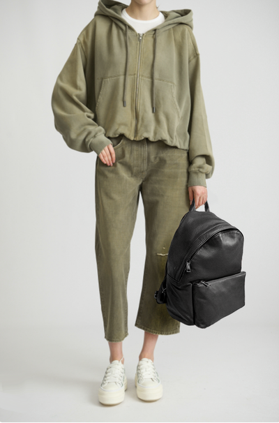 (АРТИКУЛ: 9734/0/82) ЖЕНСКИЙ РЮКЗАК, БОЛЬШОЙ, НАТУРАЛЬНАЯ КОЖА, ЧЕРНЫЙ , СПЕРЕДИ КАРМАН