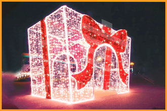 Напольная 3D фигура НОВОГОДНИЙ ПОДАРОК С БАНТОМ, 400х400х400 см