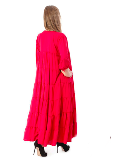 Платье ярусное из штапеля &quot;Душечка красное&quot;