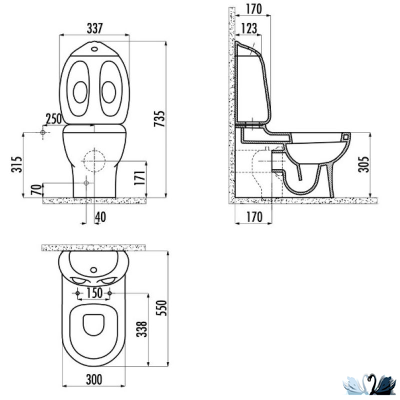 Унитаз Creavit Ducky DC360.001 детский с бачком DC400.000 синим декором