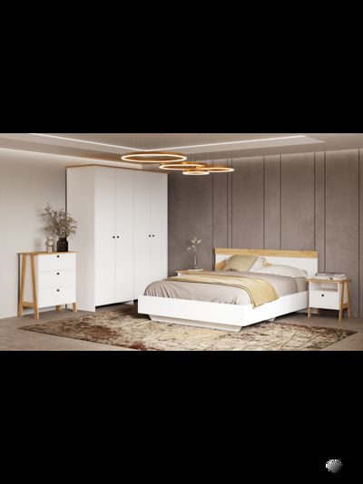 Теодора кровать 1,6м Белый/Дуб крафт (с основанием)