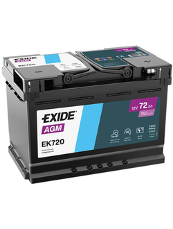АККУМУЛЯТОР АВТОМОБИЛЬНЫЙ EXIDE AGM EK720 R+ 72Ah 760А (En)