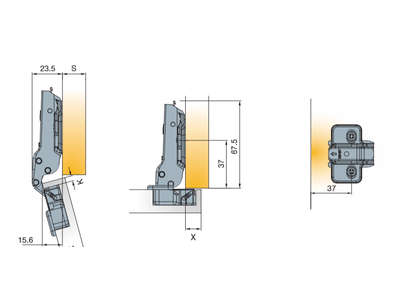 Петля мебельная Titus T-Type (накладная) 110/48/0 мм