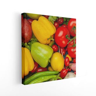 Печатная картина на деревянном подрамнике, 40*40 см."Овощи"