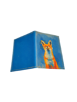 Картхолдер-книжка с двумя отделениями "Лиса на синем"