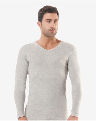 Серая утепленная мужская футболка с длинным рукавом Oztas 1007 в интернет-магазине VamKomfort