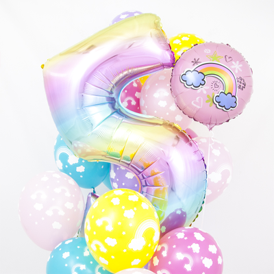 Цифра фольгированная, нежная радуга (102см)