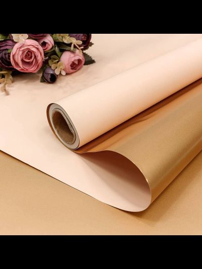 Пленка матовая двусторонняя (золото/нежно-розовая, 50мкм), 58см*10м