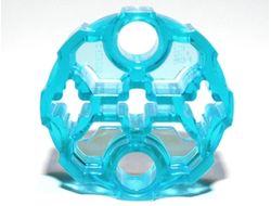 Technic, Axle Connector Block Round with 2 Pin Holes and 3 Axle Holes Hero Factory Weapon Barrel, Trans-Light Blue (98585 / 4654432 / 6248915)