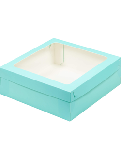 Коробка для зефира с/о (крышка-дно, бирюза), 200*200*70мм