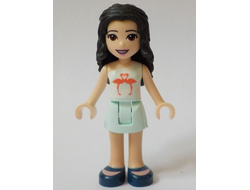 Friends Emma - Light Aqua Skirt, White and Light Aqua Top with Coral Flamingo Birds, n/a (frnd343)