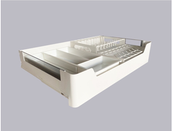 Выдвижная сушка-корзина в базу 800мм со стеклом, Soft-Close, в цвете Белый матовый,  серия GLX (856-80-02) TALISMAN *