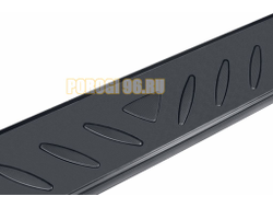 Пороги алюминиевые "Elite Black" 2000 черные Slitkoff для Volkswagen TERAMONT (2018-2025)