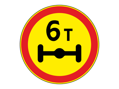Знак дорожный 3.12 Ограничение массы, приходящейся на ось транспортного средства (Временный)