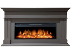 Линейный электрокамин Бруно GR с очагом Vision 42 LOG LED