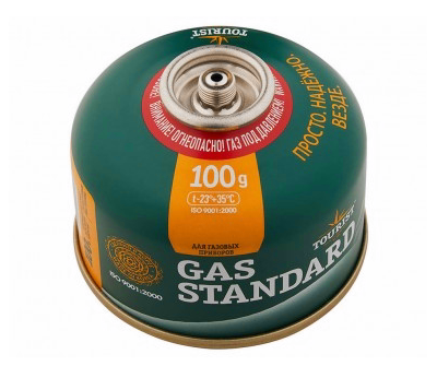 Газ для порт. плит TOURIST GAS STANDARD (TBR-100) (КОРЕЯ), метал. баллон, 100гр. резьб., (всесезонный)