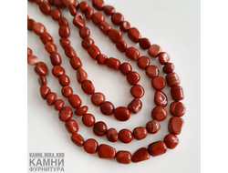 Яшма красная галтовка 5-8 мм, цена за нить 20 см