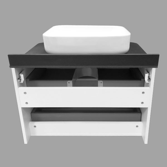 Тумба-умывальник "Амстердам-75" белая с черной матовой столешницей, с раковиной COMFORTY T-Y9378