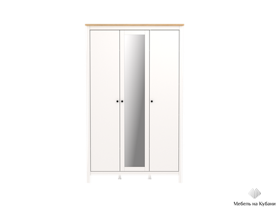 2.08.01.040.14 САГА шкаф 3 двери с зеркалом белый/ясень