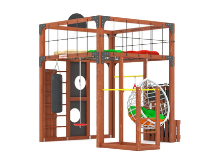 Детская площадка Савушка КУБ-1 (Махагон) с подушками и коконом