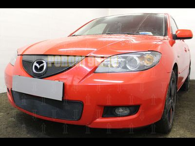 Защита радиатора Mazda 3 2006-2009 (седан) black верх