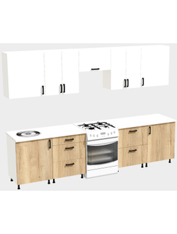 Кухня Эконом 2,4 метра (1200х1200) Цвет: Белый/Дуб Вотан