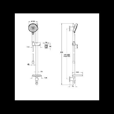 Набор для душа Vitra Master Slot 3F (штанга и ручной душ 3-режимный), A45691EXP