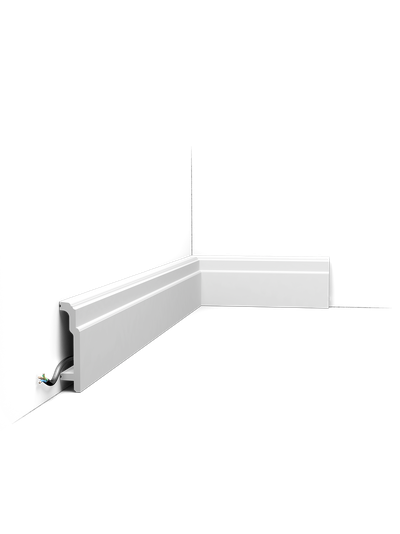 Плинтус ORAC Decor SX155, дюрополимерный, влагостойкий, ударопрочный, под покраску, длина 2 метра