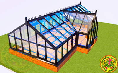 Зимняя английская теплица с холлом АГАТА размером 5500 х 11000 мм